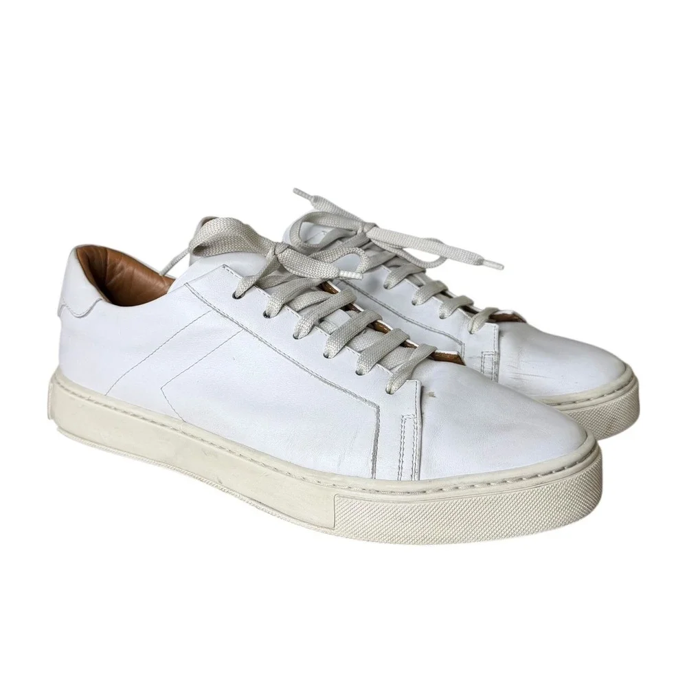 Armando Cabral Smart Minimalist Quiet Luxury Leather Sneakers White 9.5
